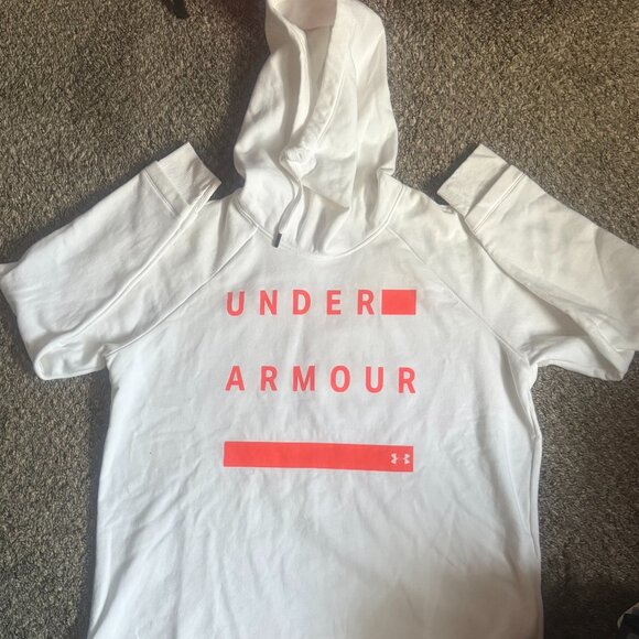 UNDER ARMOUR OVERSIZED ORANGE AND WHITE HOODIE XL - Picture 3 of 5